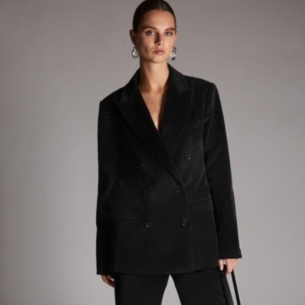 NWOT COS Slim-Fit Double-Breasted Corduroy Black Blazer